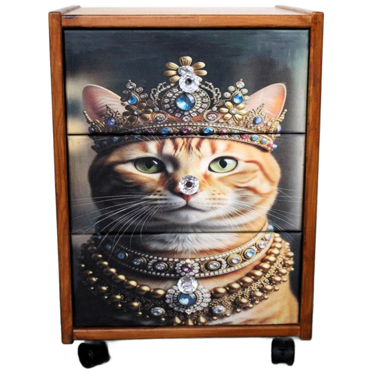 Nachtkastje "queen Cat" - Houtkleurig, Eclectisch 1