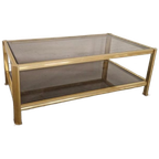 Hollywood Regency Salontafel Goud Gerookt Glas thumbnail 1