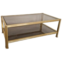 Hollywood Regency Salontafel Goud Gerookt Glas