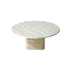 Round Travertine Coffee Table With Wavy Pattern thumbnail 1