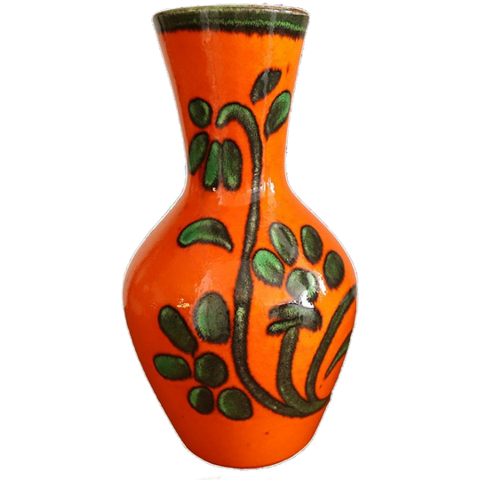 Vintage West-germany Vaas Oranje/groen, Jaren '60/'70 1