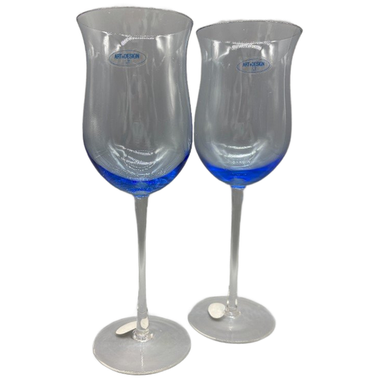 Set Tulp Wijnglazen Blauw Kristal 2 Stuks 1