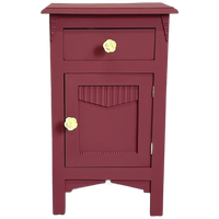 Restyle Frans Nachtkastje Antiek Diep Bordeaux & Porseleinen Knop