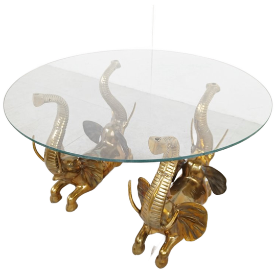 Brass Elephant Coffee Table, 1970s 1