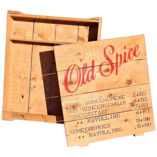 Authentieke Vintage Winkelkist Van Old Spice Scheerartikelen 1