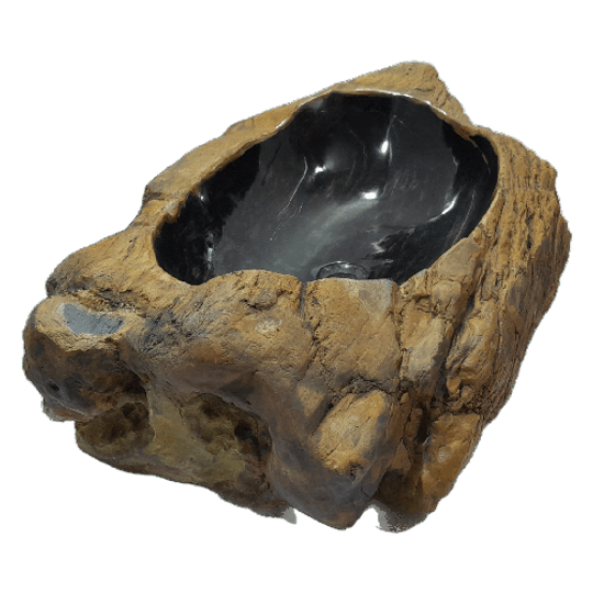 Fossiel Houten Wasbak | Zwart 1