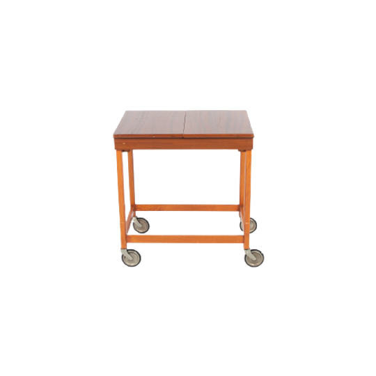 Scandinavian 1960’s Side/storage Table On Wheels 1