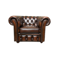 Engelse Chesterfield Club Fauteuil Dark Rust/ Roodbruin Leer