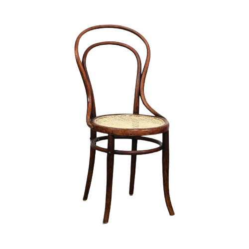 Originele Antieke Bentwood Thonet Bistro Stoel Model Nr. 14 Met Een Nieuwe Gematte Zitting