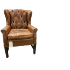 Stoere Industriële Chesterfield Oorfauteuils In Generfd Leder Ralph Lauren Vintage Cognac thumbnail 1