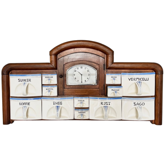 Hollands Jaren 30 Art Deco Kruidenkastje Met Klok 1