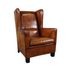 Royale Schapenleren Art Deco Oorfauteuil thumbnail 1