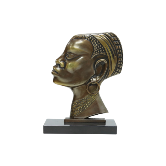 Mid Century Bronze Sculpture African Woman 1950s 1