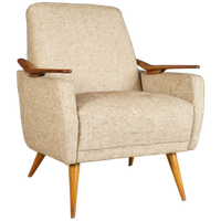 Vintage Club/Lounge Fauteuil – Houten Armleuningen – Jaren 60