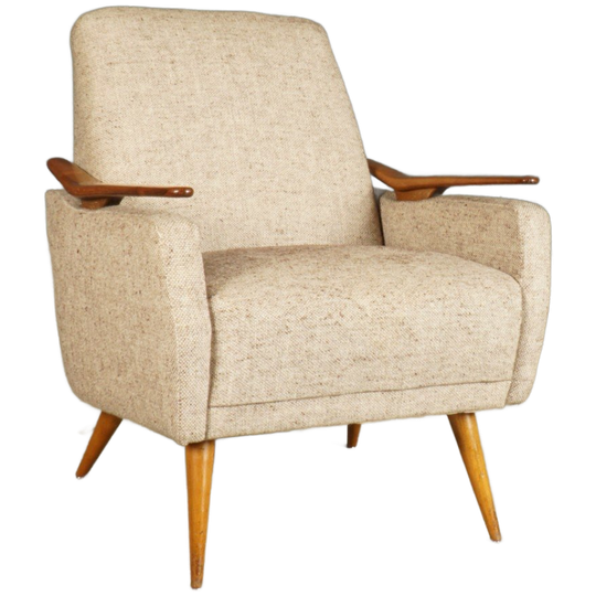 Vintage Club/lounge Fauteuil – Houten Armleuningen – Jaren 60 1