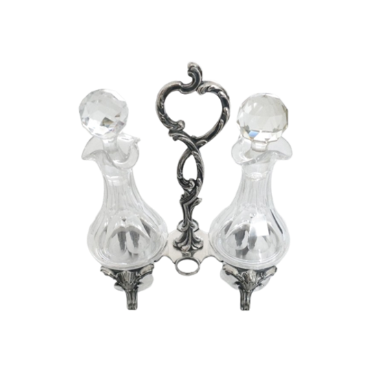 Een Verzilverd Cruetset (olie & Azijnstel) - Saglier Freres - Parijs, 1900-1930 1