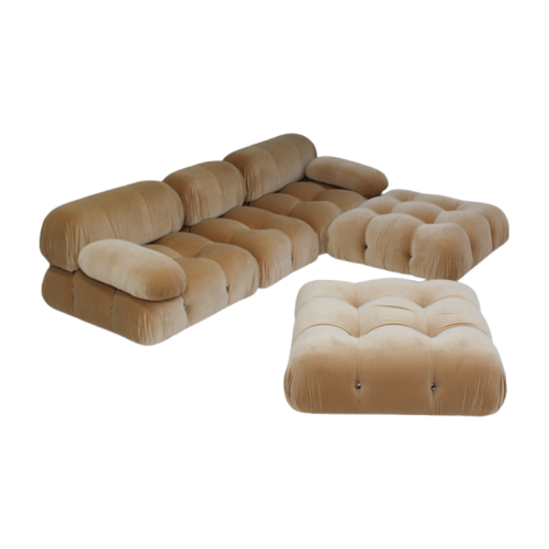 Camaleonda Set Of 5 Pieces In Soft Pink/Beige Velvet By Mario Bellini For B&B Italia