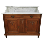 Vintage Frans Dressoir Commode, Ladekast Badkamermeubel Met Marmer Blad 903 thumbnail 1