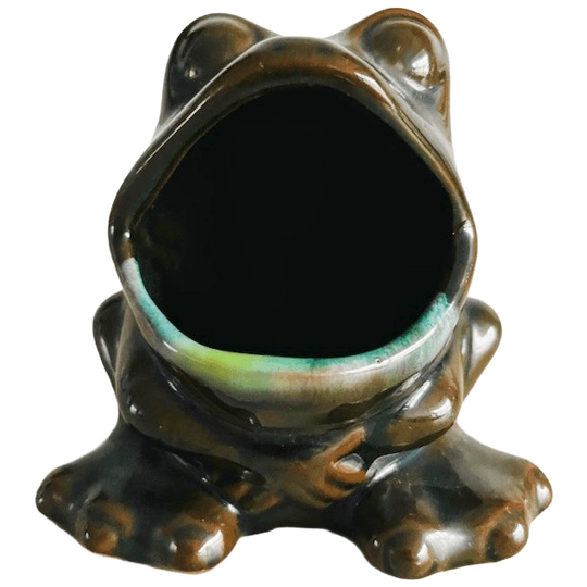 Vintage Geglazuurde Canadese Keramische Kikker Keramiek Met Open Mond 1970’s 1