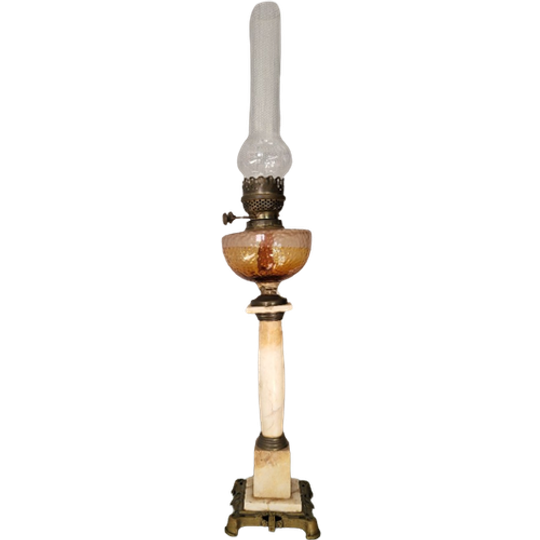 Antieke Staande Marmeren Olielamp 1