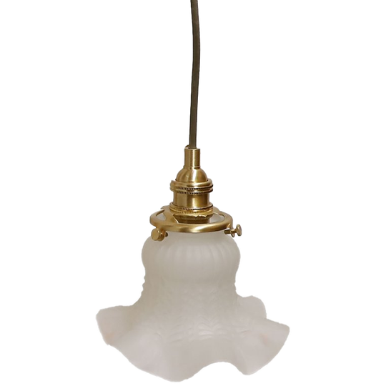 Hanglampje Art Deco Kapje Geschulpt/drapee Matglas, Frankrijk Jaren '20/anno Nu. 1