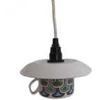Retro Hanglamp Kop En Schotel Groen Blauw Wit thumbnail 1