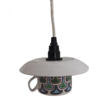 Retro Hanglamp Kop En Schotel Groen Blauw Wit