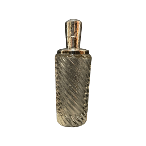 Antieke Parfumfles Met Zilveren Dop En Kraag,