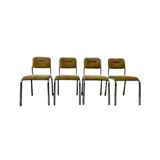 Set Van 4 Vintage Chromen Stoelen 1