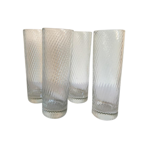 4X Longdrinkglas Met Swirl Patroon