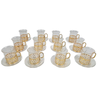 12 Glazen Gulla Skruf Thee Irish Coffee Glas Gold-Plated '60