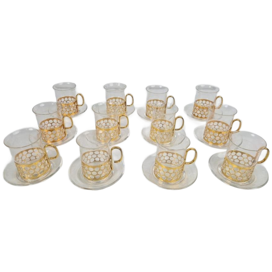 12 Glazen Gulla Skruf Thee Irish Coffee Glas Gold-plated '60 1