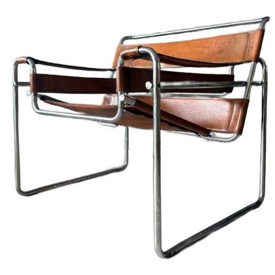 Vintage “wassily” Chair, Cognac Leather, Italy, 1970s 1