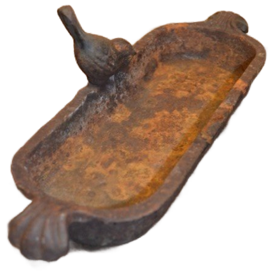 Oud Gietijzeren Vogelbadje Met Vogeltje – Decoratief Tuinelement 1