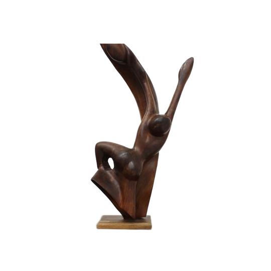 Vintage Abstract Mahogany Sculpture – Signed Frank Coronado 1