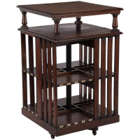 Antieke Grote Eiken Boekenmolen, 112 Cm Hoog, 67x67 Cm