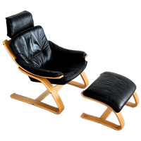 Vintage Fauteuil Met Hocker | Easy Chair | Jaren 70 | Zweeds