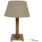 Messing Vintage Tafellamp Met Crèmekleurige Plisse Kap thumbnail 1