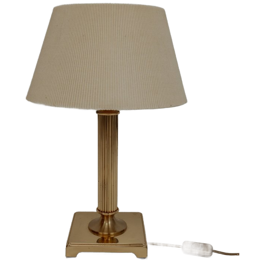 Messing Vintage Tafellamp Met Crèmekleurige Plisse Kap 1