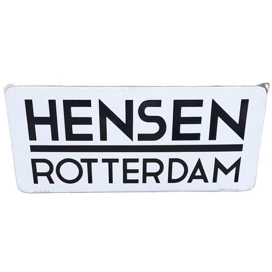 Groot Emaille Reclamebord, Naambord Van Hensen Rotterdam. 1
