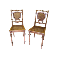 Stel Duitse Notenhouten Stoelen Met Webbing, Circa 1880