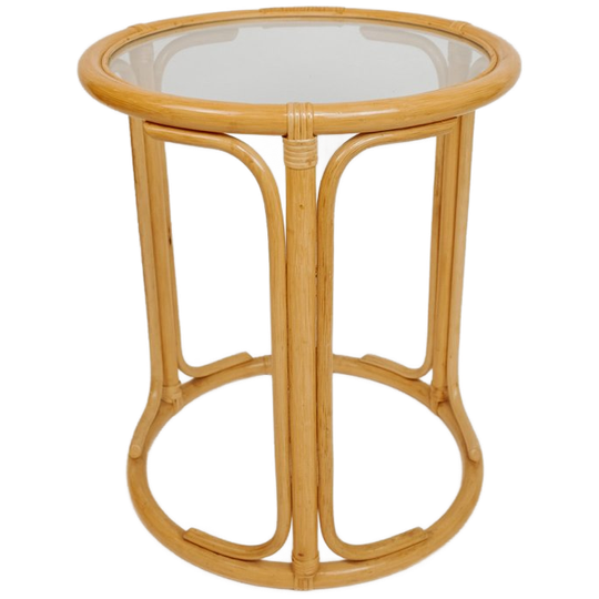 Ronde Bamboe Bijzettafel Met Glazen Blad 1