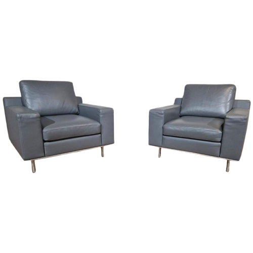 2X Musa Italia Fauteuils - Grijs - Leder - Design