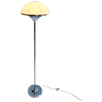 Modernistische Vloerlamp In Verchroomd Metaal En Wit Gesatin thumbnail 1