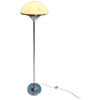 Modernistische Vloerlamp In Verchroomd Metaal En Wit Gesatin
