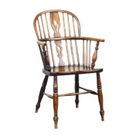 Antieke Engelse Houten Windsor Eetkamer/ Bijzetstoel Met Een Mooie Kleurencombinatie En Patina