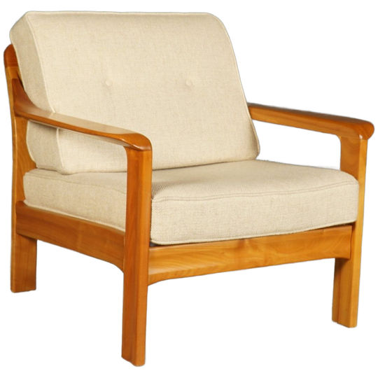 Vintage Deense Fauteuil – Notenhout – Jaren 60 1