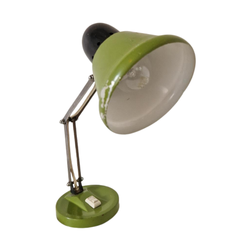 Vintage Bureaulamp Legergroen Retro Desklight Knikarm Lamp