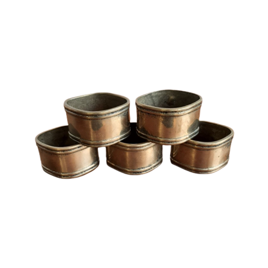 5 Vintage Zware Massief Messing Servetringen 1
