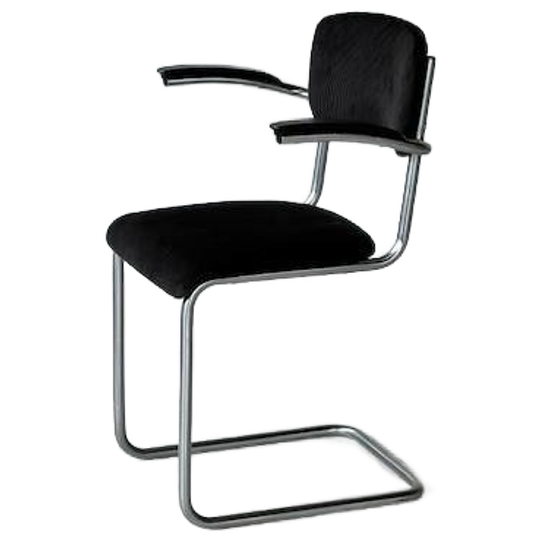 Jaren 60 Sledestoel Vintage Buisframestoel Antraciet Ribstof 1